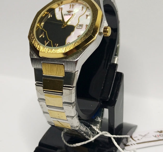 Frosted gold-tone bezel